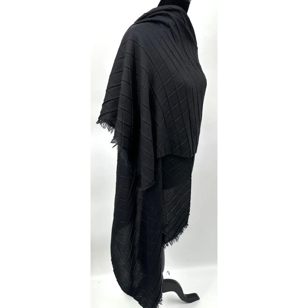 Loro‎ Piana Womens Designer Black Cashmere Diamond Rectangular Pashmina Scarf